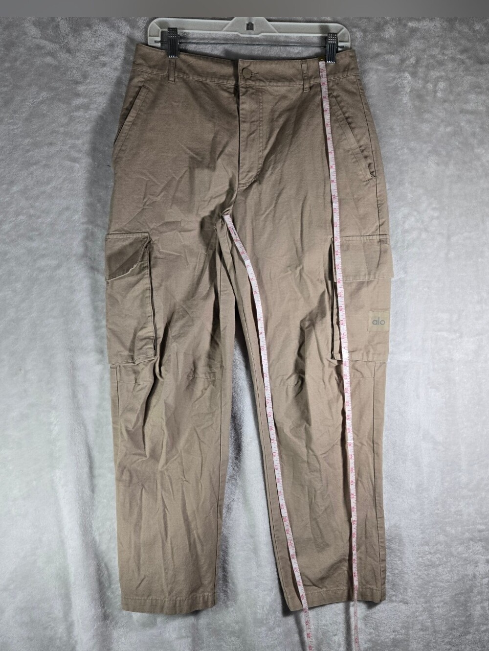 Alo Cargo Ripstop Trouser Pants Mens Size 30 Regular Khaki 30” Inseam Zip Pocket - Picture 7 of 10
